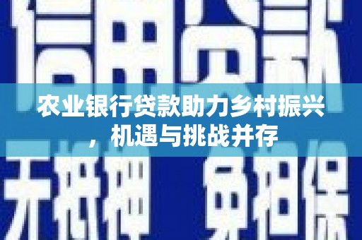 浮山农业银行贷款助力乡村振兴，机遇与挑战并存