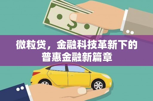 浮山微粒贷，金融科技革新下的普惠金融新篇章